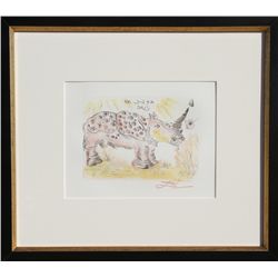 Salvador Dali, Rhinoceros, Restrike Etching