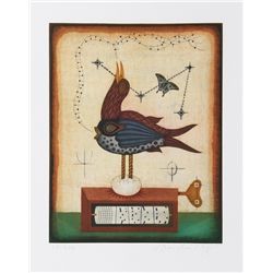 Tighe O'Donoghue, Music Box Bird, Aquatint Etching