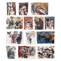 Moshe Gat, People in Israel, Portfolio of 13 Lithographs