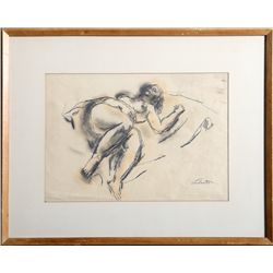 Jean Louis Liberte, Resting Nude, Drawing