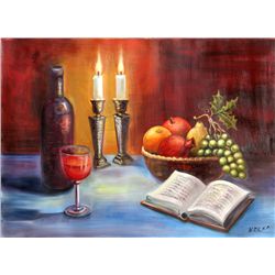 N. Zilka, Still Life with Candles, Oil Painting