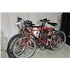 Image 1 : 3 BIKES - 2 RED RALEIGH MOUNTAIN BIKES, BLACK NO NAME FRONT SUSPENSION MOUNTAIN BIKE