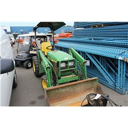 2001 JOHN DEERE 4100 4WD TRACTOR WITH 410 BUCKET MOTOR AND JOHN DEERE 54" BLADE