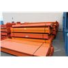 Image 2 : 1- 21' BLUE HEAVY DUTY PALLET RACKING UPRIGHT WITH 6- 11' X 6.5" 5000 LB CAPACITY ORANGE CROSSBARS