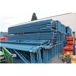 1- 21' BLUE HEAVY DUTY PALLET RACKING UPRIGHT WITH 6- 11' X 6.5" 5000 LB CAPACITY ORANGE CROSSBARS