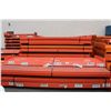Image 2 : 1- 21' BLUE HEAVY DUTY PALLET RACKING UPRIGHT WITH 8- 11' X 5.5" 5000 LB CAPACITY ORANGE CROSSBARS