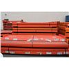 Image 2 : 1- 21' BLUE HEAVY DUTY PALLET RACKING UPRIGHT WITH 8- 11' X 5.5" 5000 LB CAPACITY ORANGE CROSSBARS