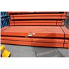 Image 2 : 1- 21' BLUE HEAVY DUTY PALLET RACKING UPRIGHT WITH 4- 10.5' X 6.5" 5000 LB CAPACITY ORANGE