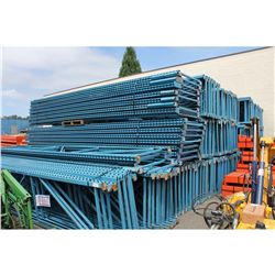 1- 21' BLUE HEAVY DUTY PALLET RACKING UPRIGHT WITH 4- 10.5' X 6.5  5000 LB CAPACITY ORANGE