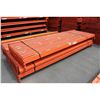 Image 2 : 1- 21' BLUE HEAVY DUTY PALLET RACKING UPRIGHT WITH 4- 11' X 4" 5000 LB CAPACITY ORANGE