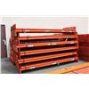 Image 2 : 1- 21' BLUE HEAVY DUTY PALLET RACKING UPRIGHT WITH 8- 11' X 2.5" ORANGE CROSSBARS