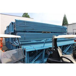 1- 21' BLUE HEAVY DUTY PALLET RACKING UPRIGHT WITH 8- 11' X 2.5  ORANGE CROSSBARS