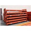 Image 2 : 1- 21' BLUE HEAVY DUTY PALLET RACKING UPRIGHT WITH 8- 11' X 2.5" ORANGE CROSSBARS