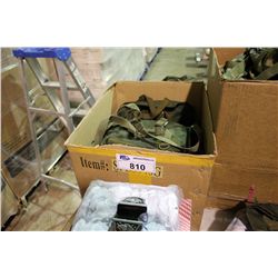 BOX OF GREEN MILITARY BAGS