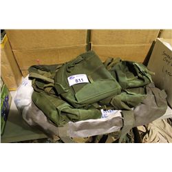 ASSORTED DUFFELS AND GREEN MILITARY BAGS