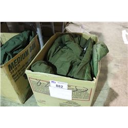 BOX OF GREEN MILITARY PARKAS