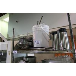 SHELF OF ASSORTED KITCHEN WARES