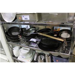 SHELF OF ASSORTED KITCHEN WARES