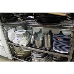 SHELF OF ASSORTED KITCHEN WARES