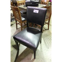 8 BLACK LEATHER PADDED RESTAURANT CHAIRS