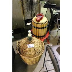 WINE PRESS AND FERMENTING BARREL