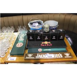 BAR MATS AND ASSORTED BARWARE