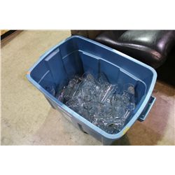 BIN OF ASSORTED GLASSWARE