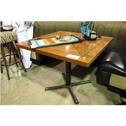 LARGE WOOD AND METAL RESTAURANT TABLE