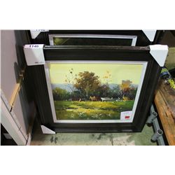 FRAMED OIL ON CANVAS RESTAURANT ARTWORK