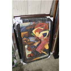 FRAMED ABSTRACT OIL ON CANVAS PAINTING