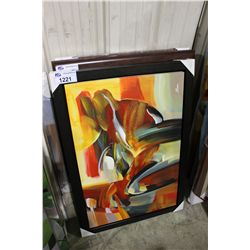 FRAMED ABSTRACT OIL ON CANVAS PAINTING