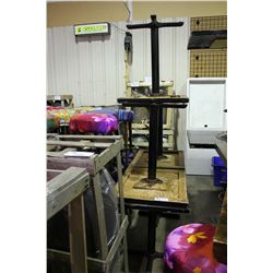 5 BLACK WOOD AND METAL RESTAURANT TABLES