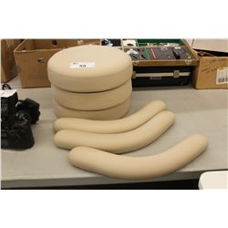 LOT OF SIX BEIGE VINYL DENTAL STOOL CUSHIONS