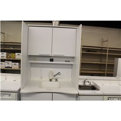 TRIANGLE VERTICAL STORAGE CUPBOARD W/ LARGE SINK AND LIGHT