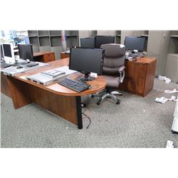 CHERRY P-TOP U-SHAPE BEVEL EDGE EXECUTIVE DESK