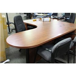 CHERRY P-TOP L-SHAPE  BEVEL EDGE EXECUTIVE DESK