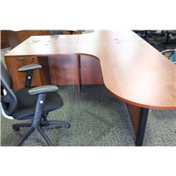 CHERRY P-TOP L SHAPE EXECUTIVE DESK