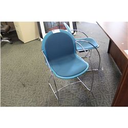 STEELCASE TEAL CHROME FRAME STACKING CLIENT CHAIR