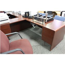 MAHOGANY L-SHAPE EXECUTIVE DESK