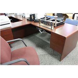 MAHOGANY L-SHAPE EXECUTIVE DESK