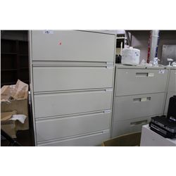 BEIGE 5 DRAWER LATERAL FILE CABINET