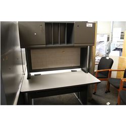 GREY 48'' COMPUTER TABLE W/ HUTCH