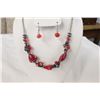 Image 1 : Designer Heart Necklace and Earrings With Red  Resin Stones
