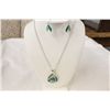 Image 1 : Designer Necklace and Earrings With Green  Resin and Ablone Stones