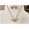 Image 1 : Designer Butterfly Necklace and Earrings With  Multi Colored Enamel