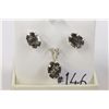 Image 1 : Sterling Silver Earrings and Pendant With  Genuine Rutilated Quartz