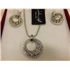 Image 1 : Joshua Lieff Designer Rhodium Plated Necklace  and Matching Earrings with Clear Swarovski  Crystals