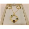 Image 1 : Joshua Lieff Designer Yellow Gold Plated  Necklace/Pendant and Matching Earrings with  Colored Swaro