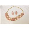 Image 1 : Designer Gold Plated Necklace and Earrings  With Pink Resin Stones
