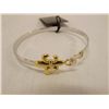 Image 1 : Joshua Lieff Designer Yellow Gold and Rhodium  Plated Bangle Bracelet with Clear Swarovski  Crystals